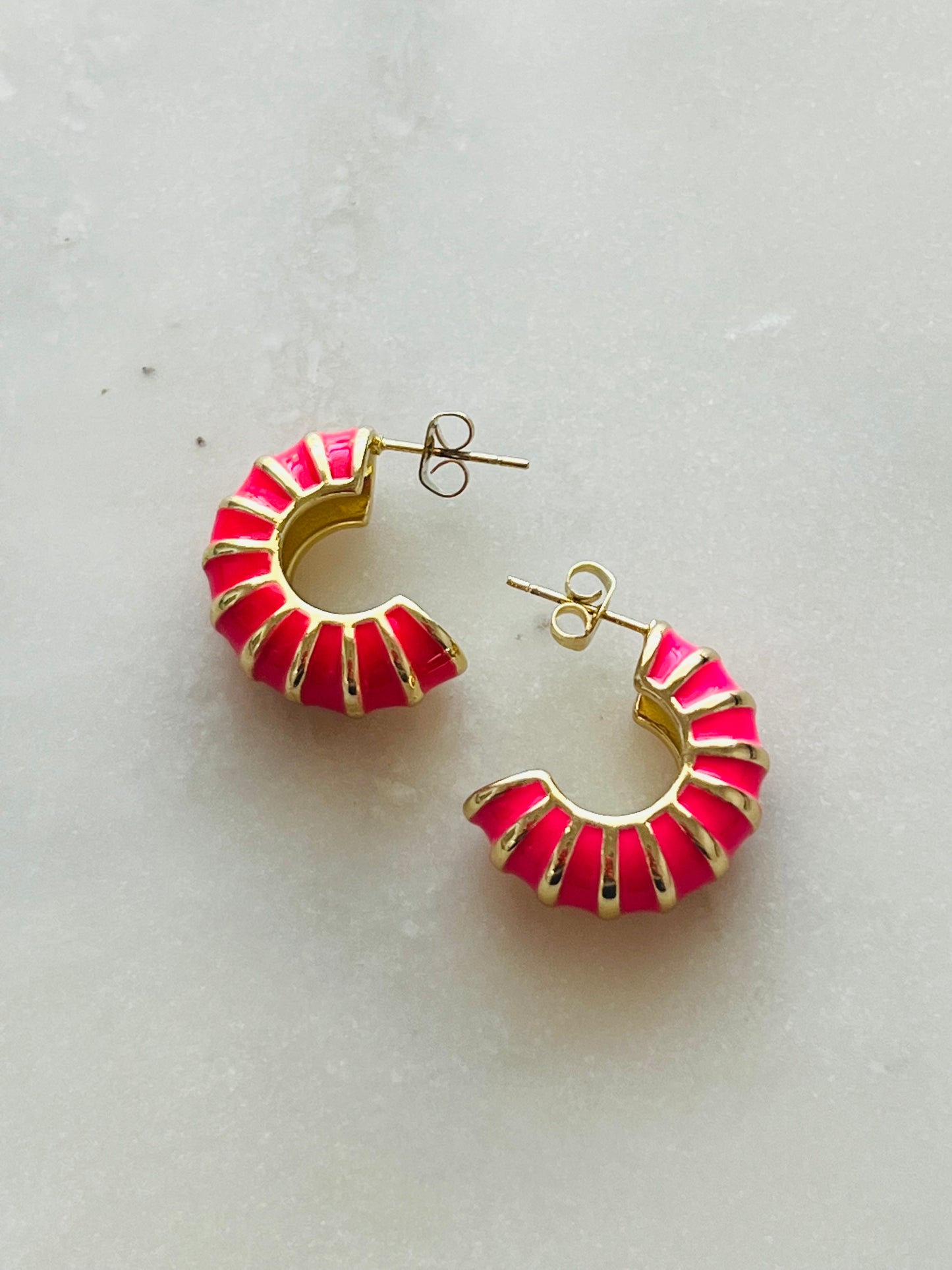 14K Gold Plated Stripe Earrings