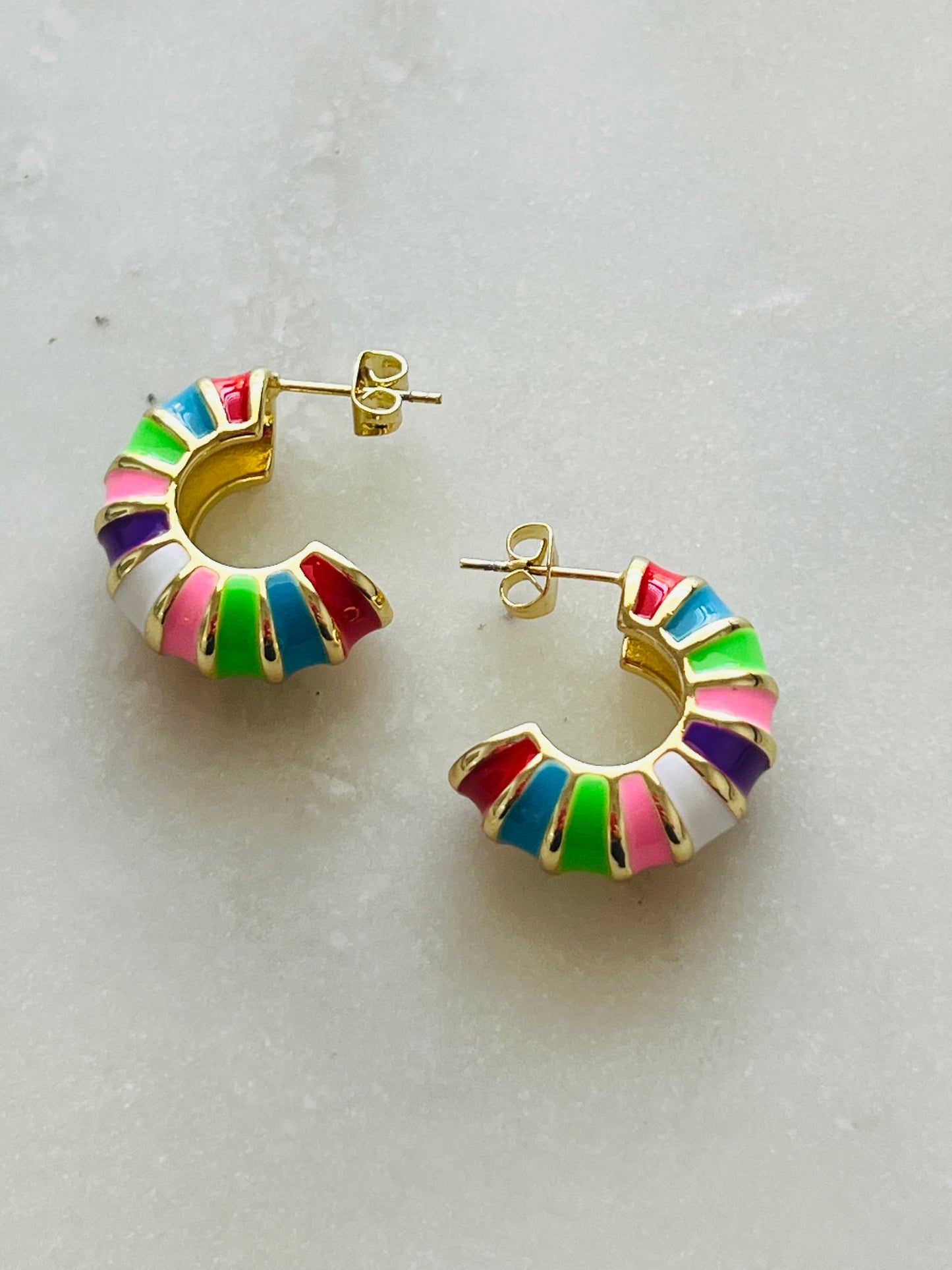 14K Gold Plated Stripe Earrings