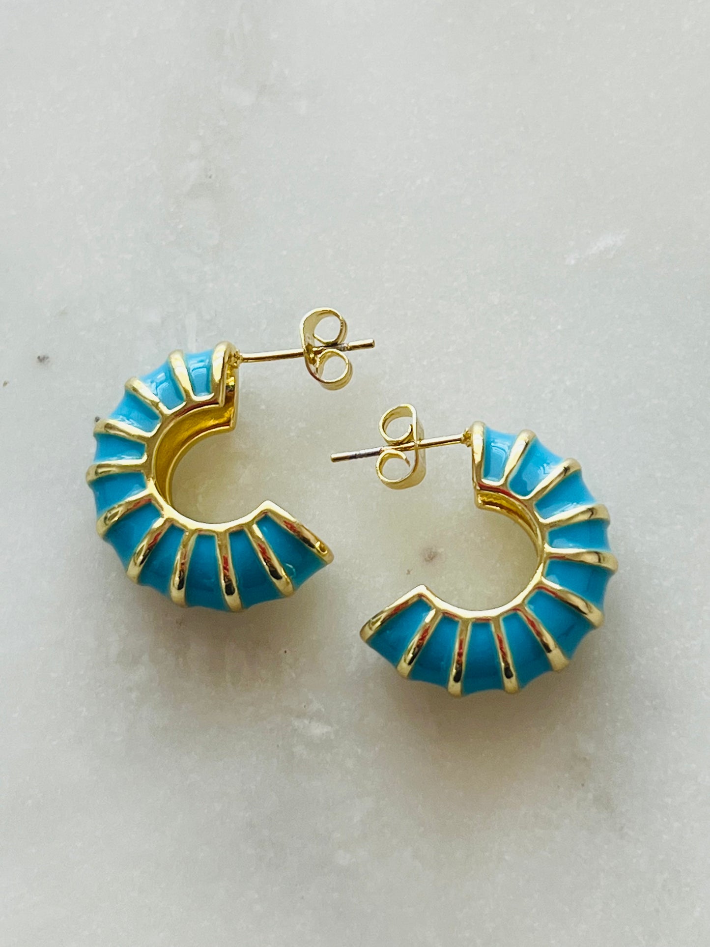 14K Gold Plated Stripe Earrings